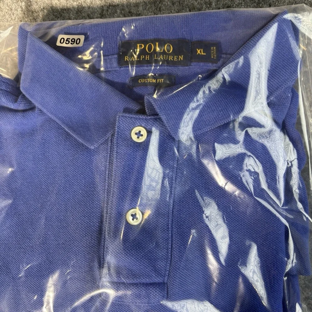 Polo‎ Ralph Lauren Polo Shirt Mens XL Blue Custom Fit Short Sleeve Pony Logo